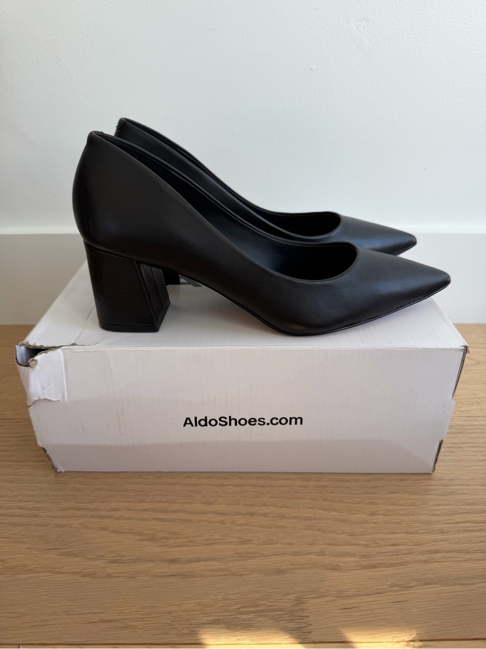 Aldo Woman’s Size 8 Black Pointed Block Heel Pumps